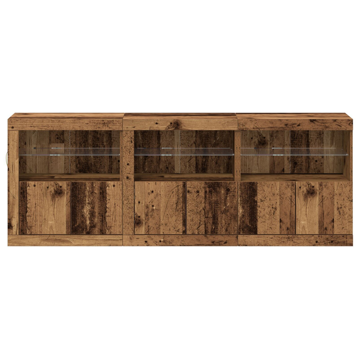Sideboard With Led Lights Old Wood 181.5X37X67 Cm Engineered Wood