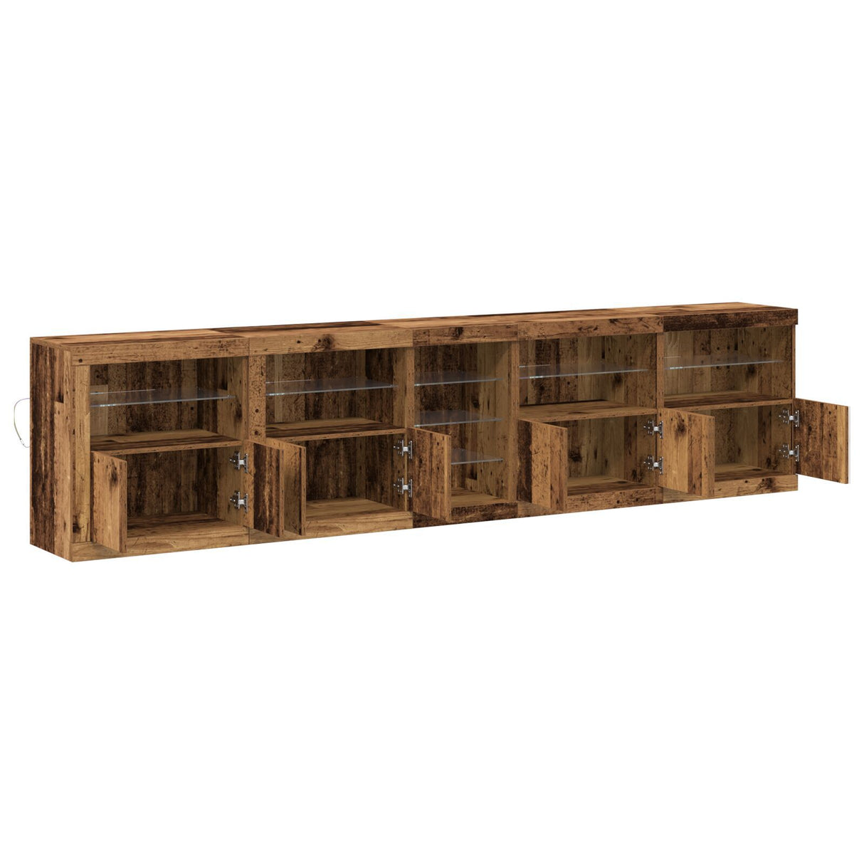 Sideboard With Led Lights Old Wood 283X37X67 Cm Engineered Wood