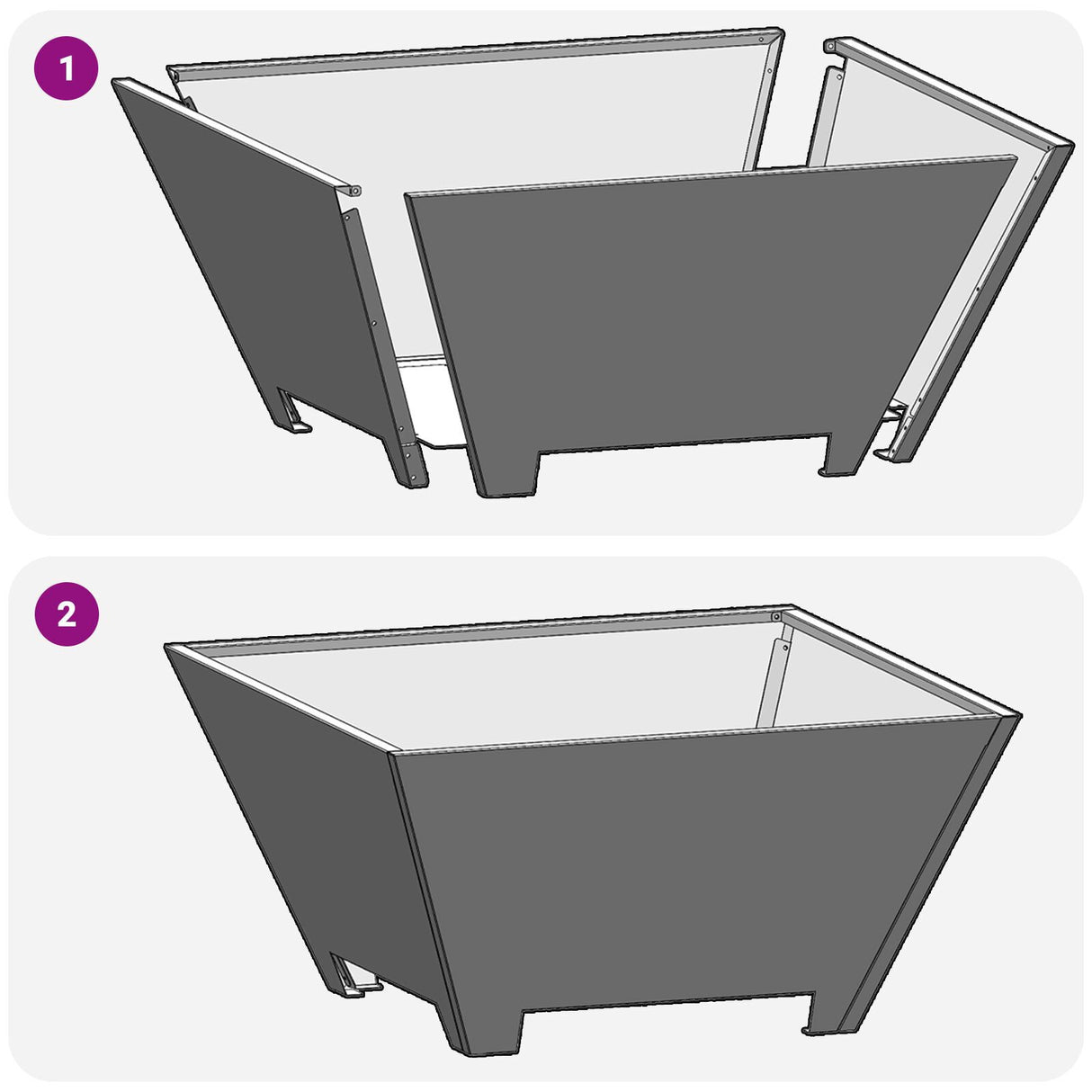 Fire Pit Square Black Steel