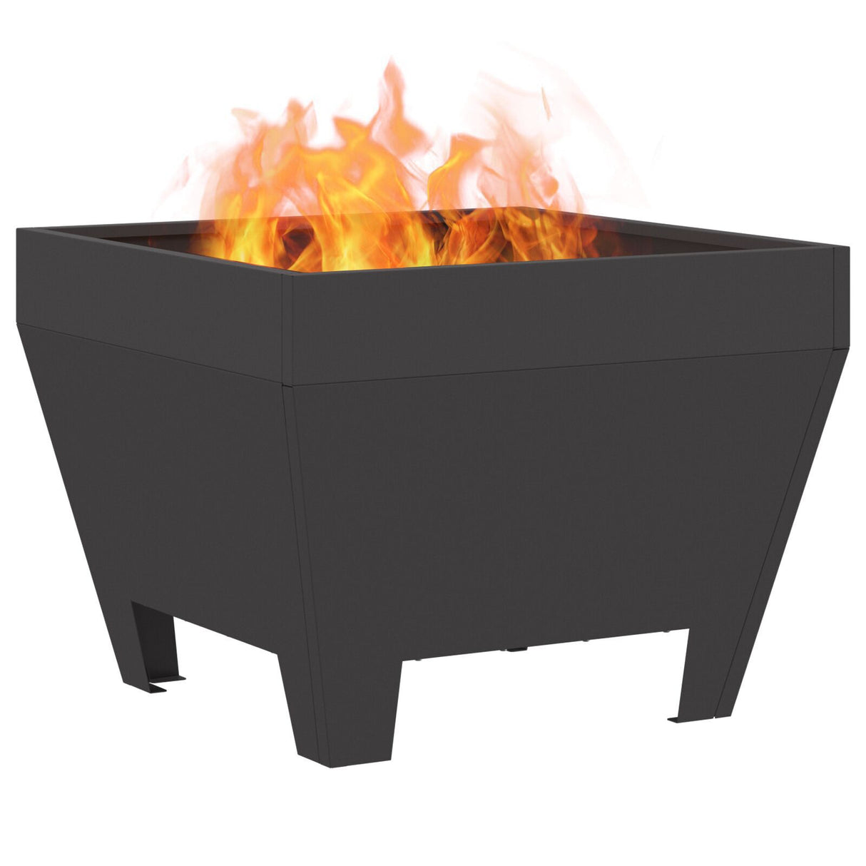 Square Fire Pit - Black, 50X50X30 Cm, Steel
