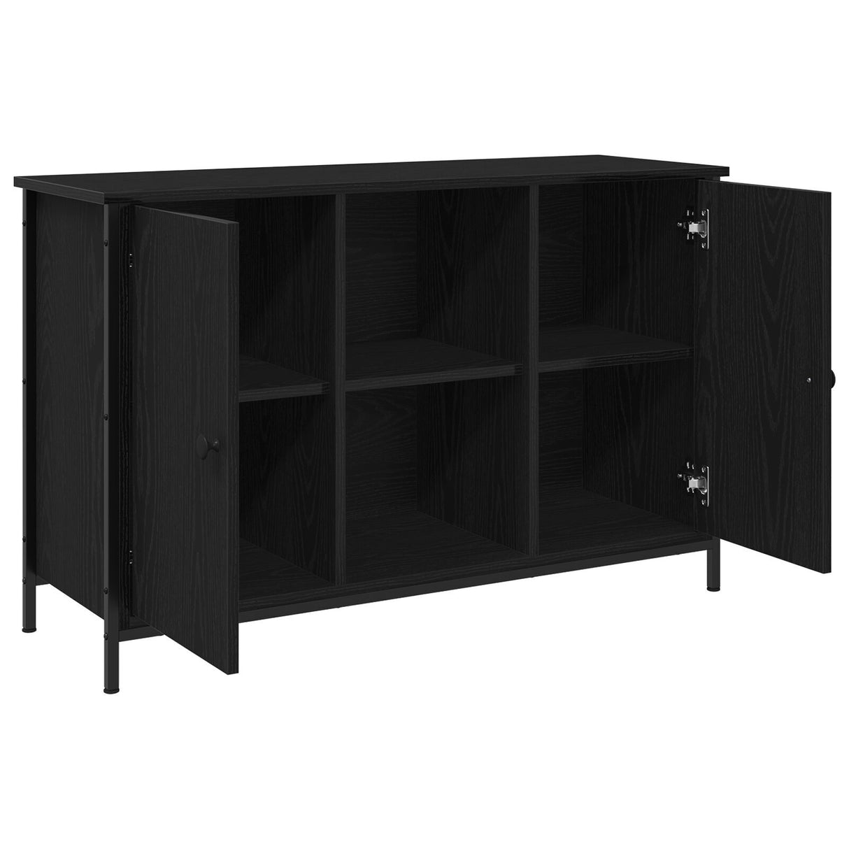 Tv Cabinet Black Oak 101X35X65 Cm Engineered Wood And Steel