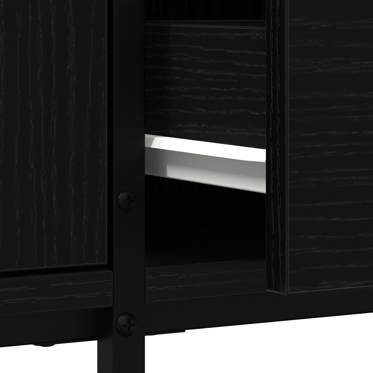 Tv Cabinet With Drawer Black Oak 200X25X44 Cm Engineered Wood