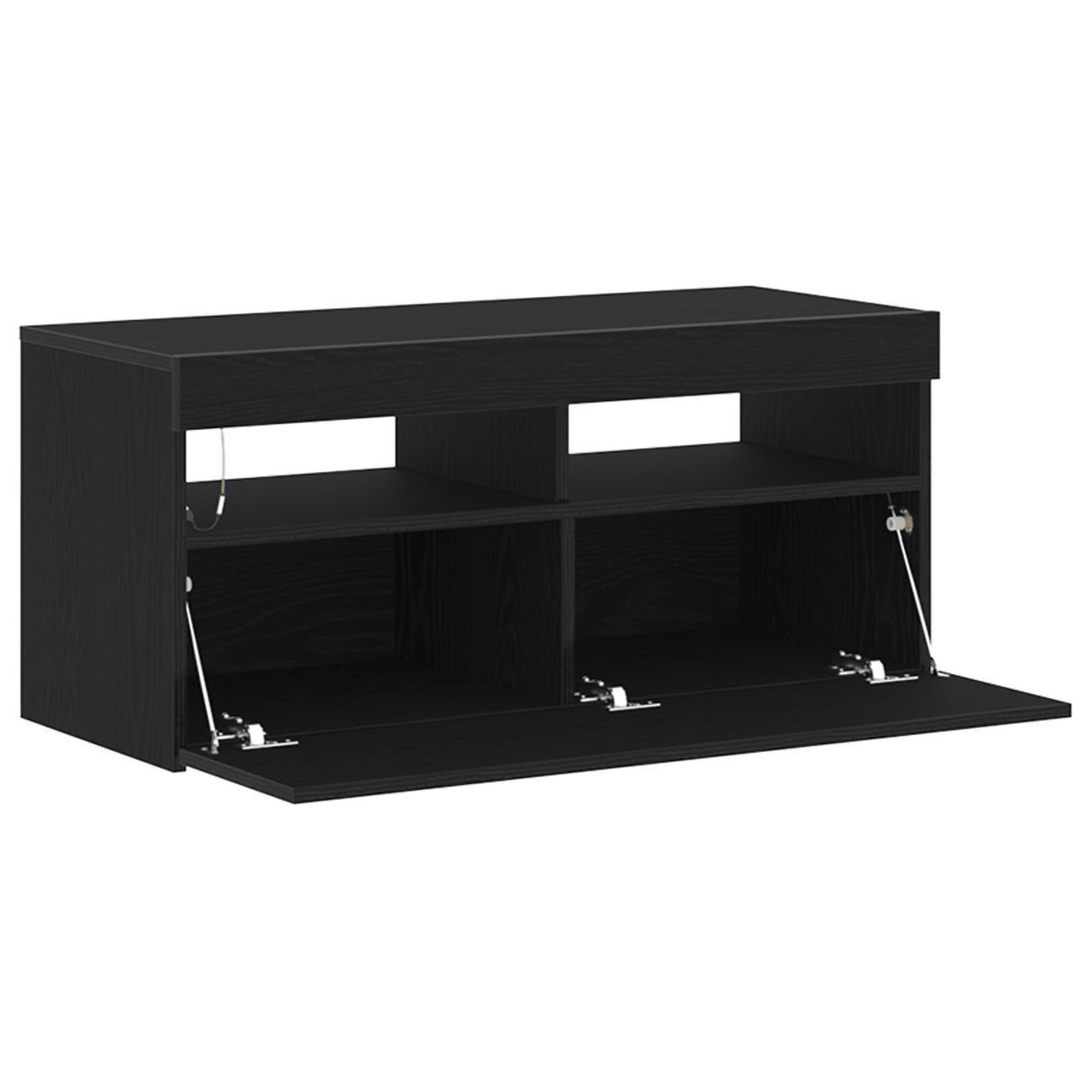 Tv Stand With Led Lights - Black Oak, 90X35X40 Cm, Made Of Engineered Wood