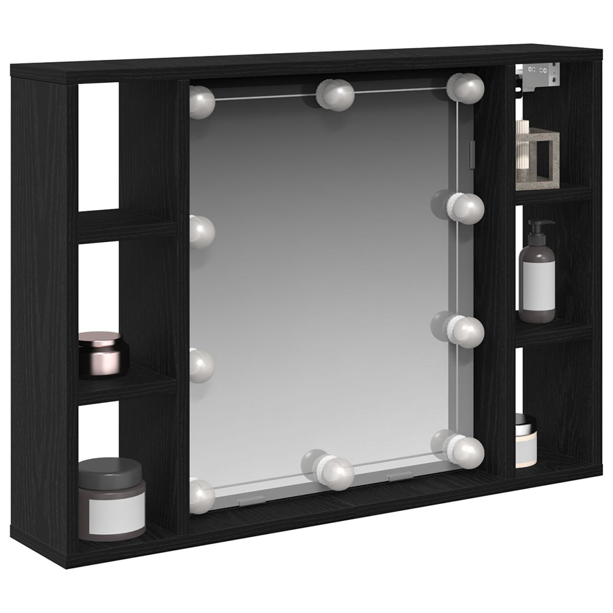 Led Mirror Cabinet - Black Oak - 76X15X55 Cm - Made Of Engineered Wood