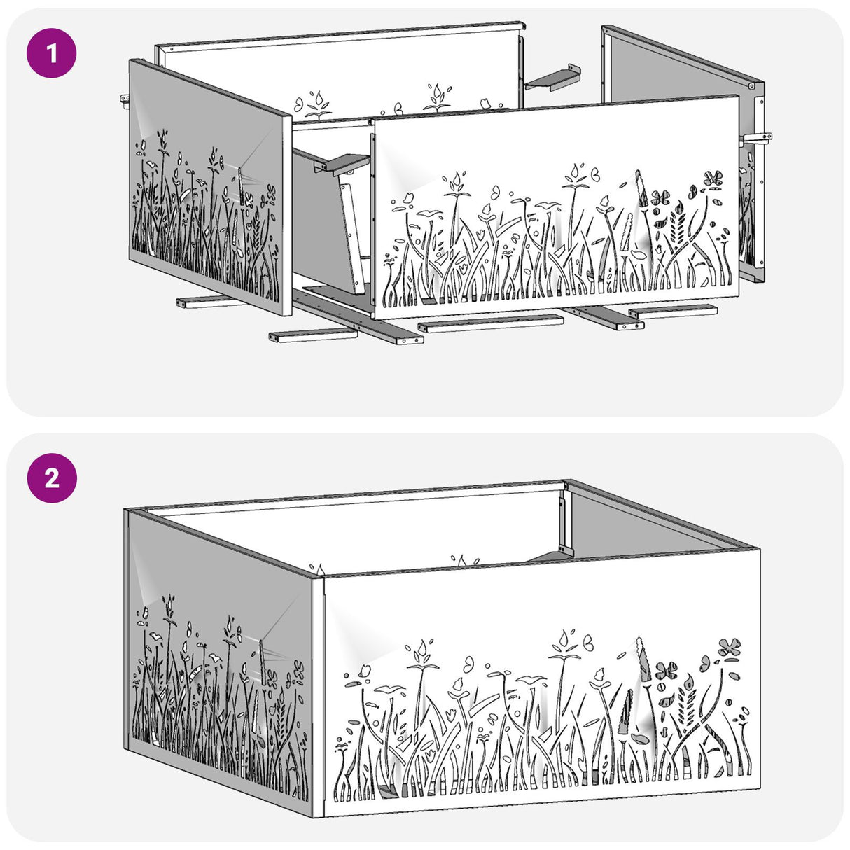 Fire Pit Square Black Steel