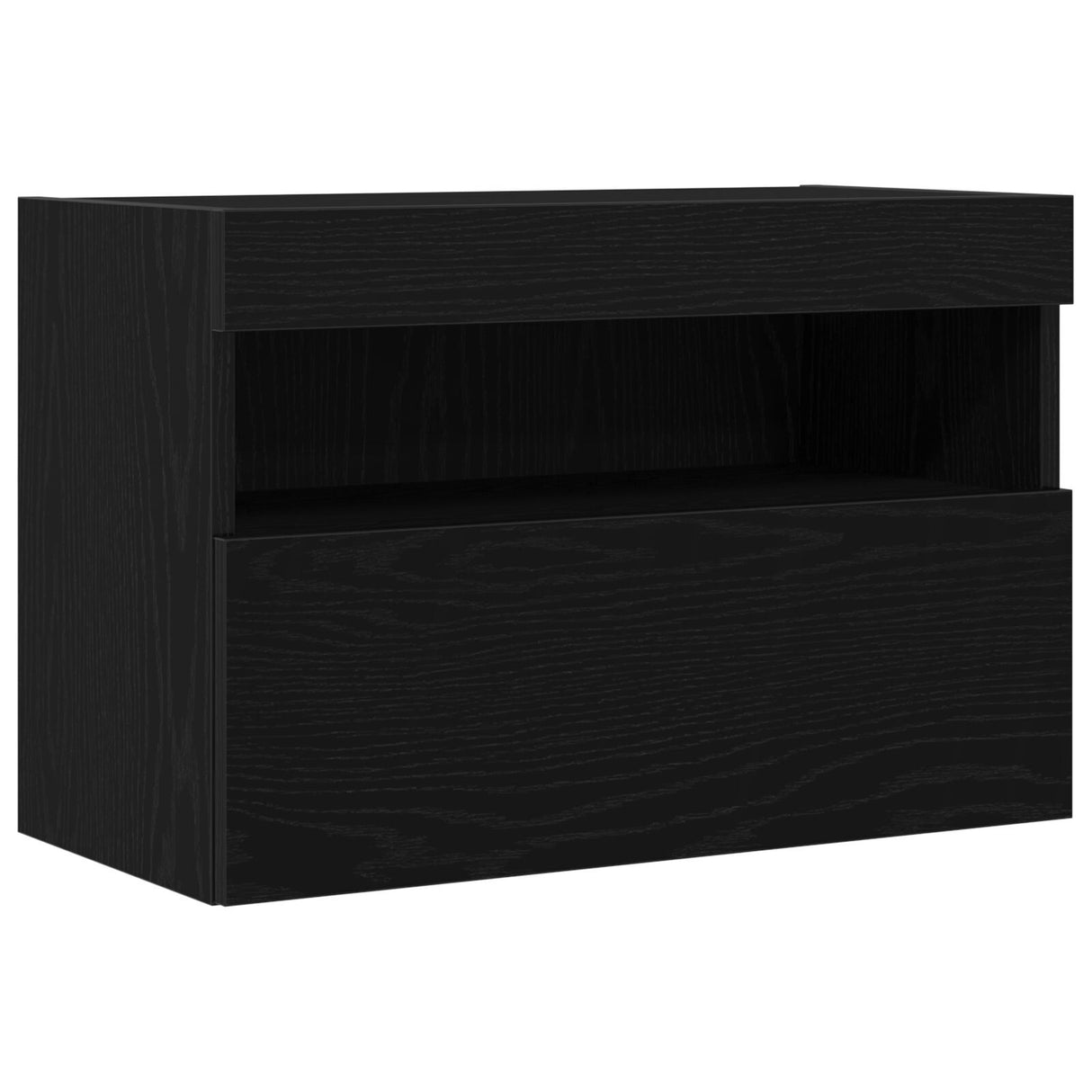 Tv Wall Cabinets With Led Lights 2 Pcs Black Oak 60X30X40 Cm