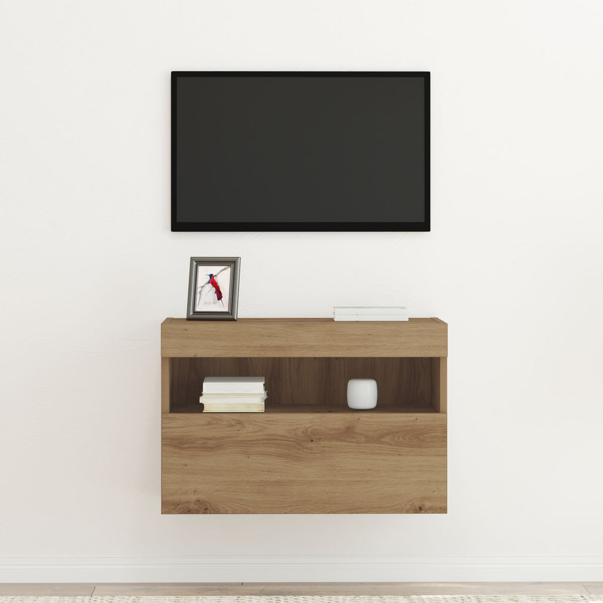 Tv Wall Cabinet With Led Lights Artisan Oak 60X30X40 Cm