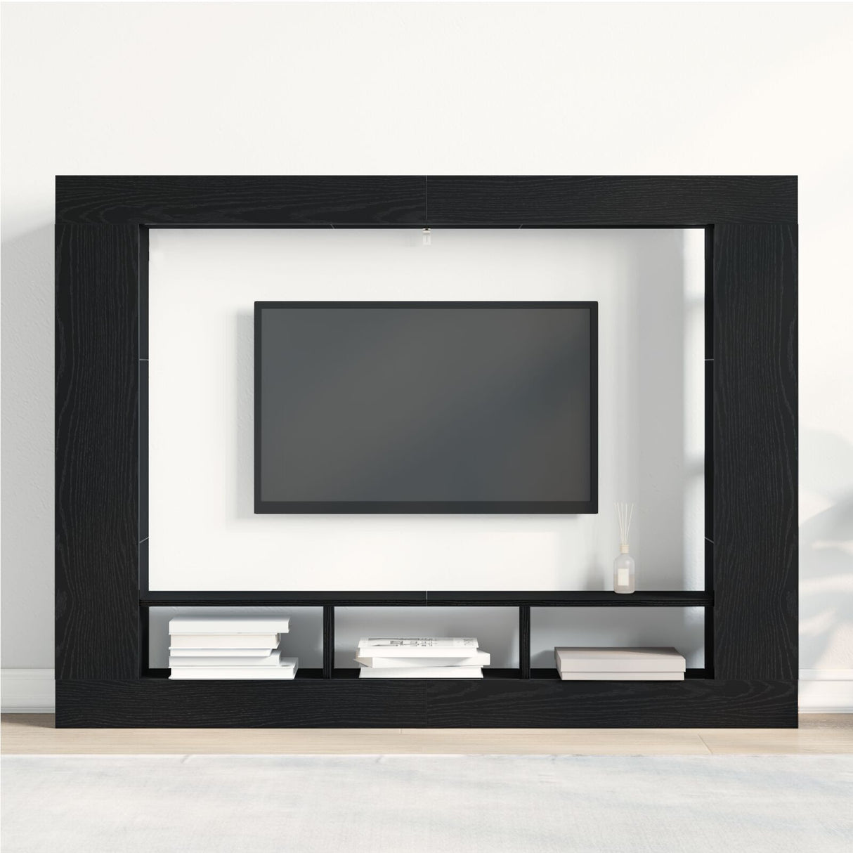 Tv Cabinet Wall-Mounted Black Oak 152X22X113 Cm