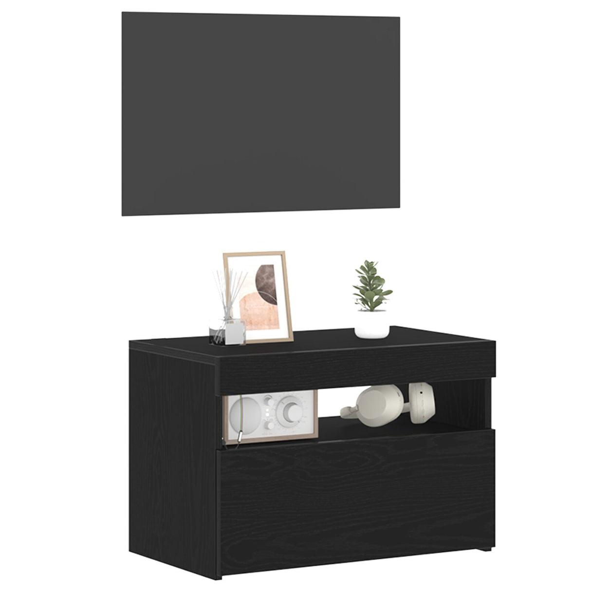 Tv Cabinets With Led Lights 2 Pcs Black Oak 60X35X40 Cm Engineered Wood