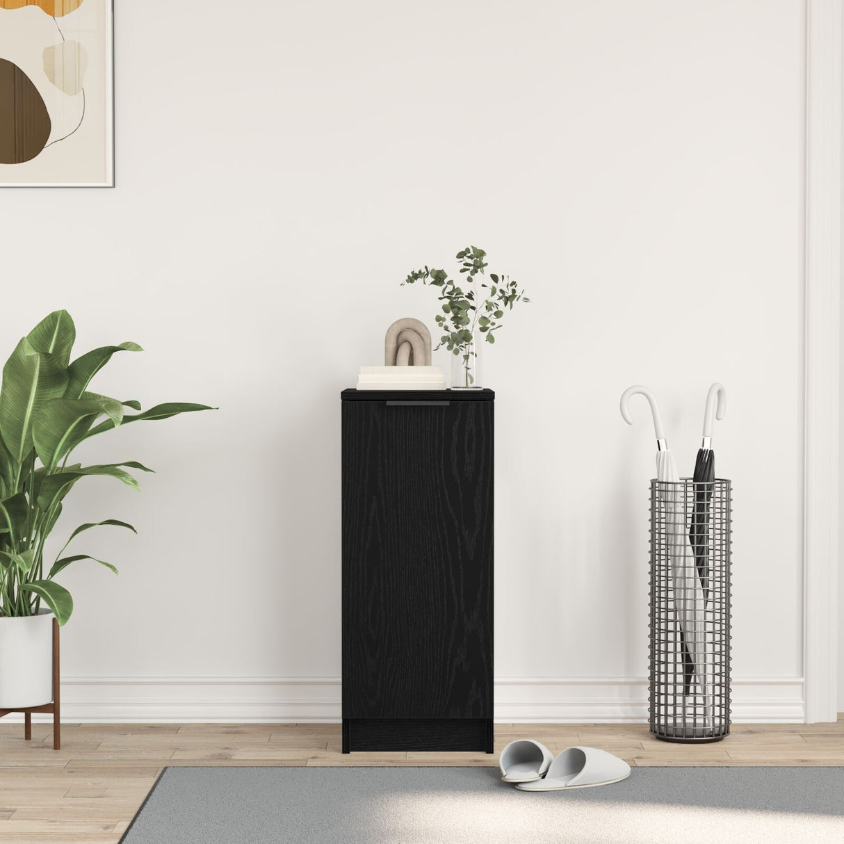 Shoe Cabinet Black Oak 30X35X70 Cm Engineered Wood