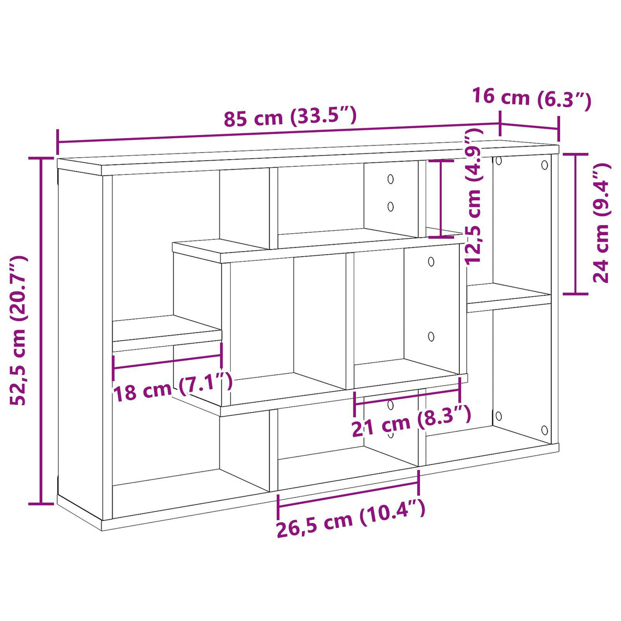 Wall Shelf - Black Oak, 85 X 16 X 52.5 Cm, Made Of Engineered Wood