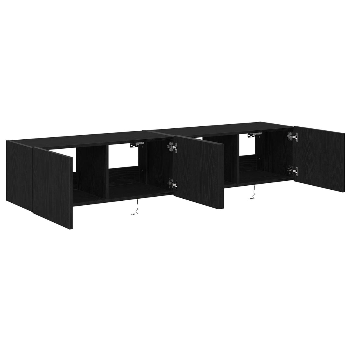 Tv Wall Cabinets With Led Lights 2 Pcs Black Oak 80X35X31 Cm