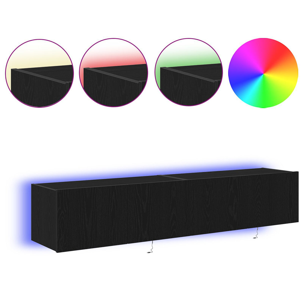 Tv Wall Cabinets With Led Lights 2 Pcs Black Oak 80X35X31 Cm