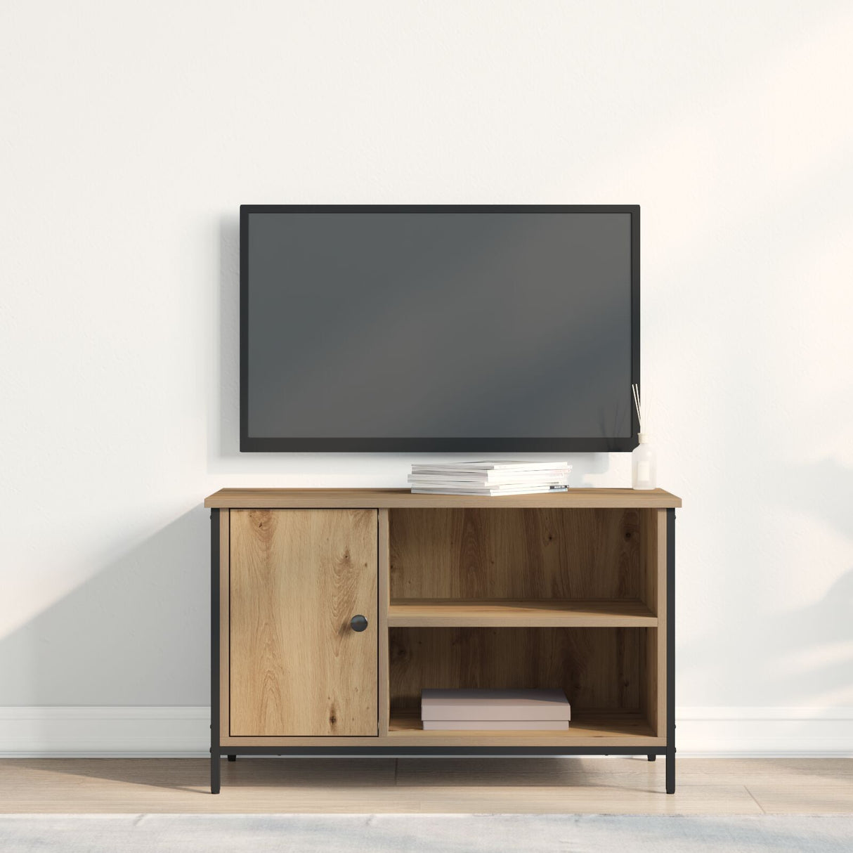 Tv Cabinet Artisan Oak 80X40X50 Cm Engineered Wood And Steel