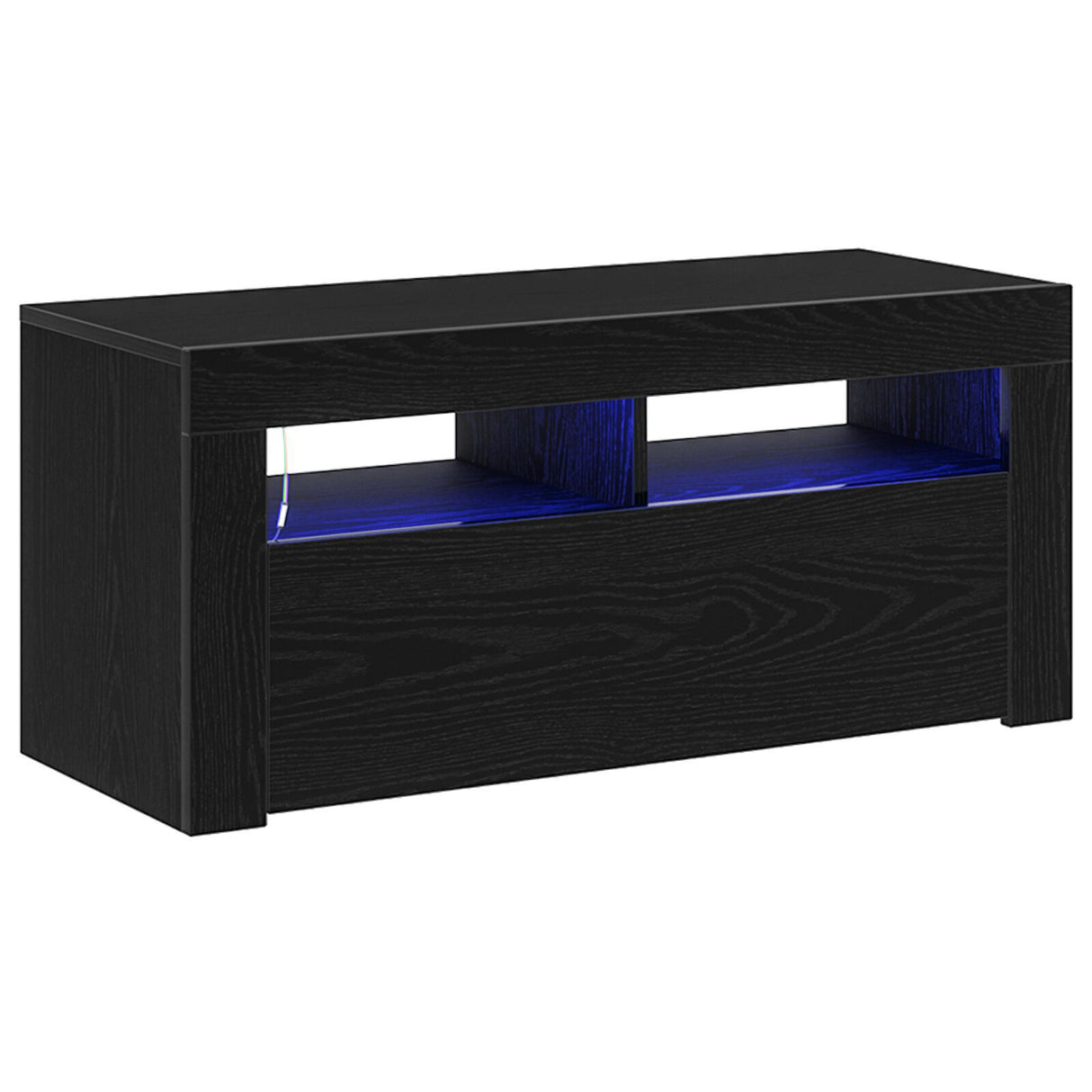 Tv Cabinet With Led Black Oak 90X35X40 Cm Engineered Wood