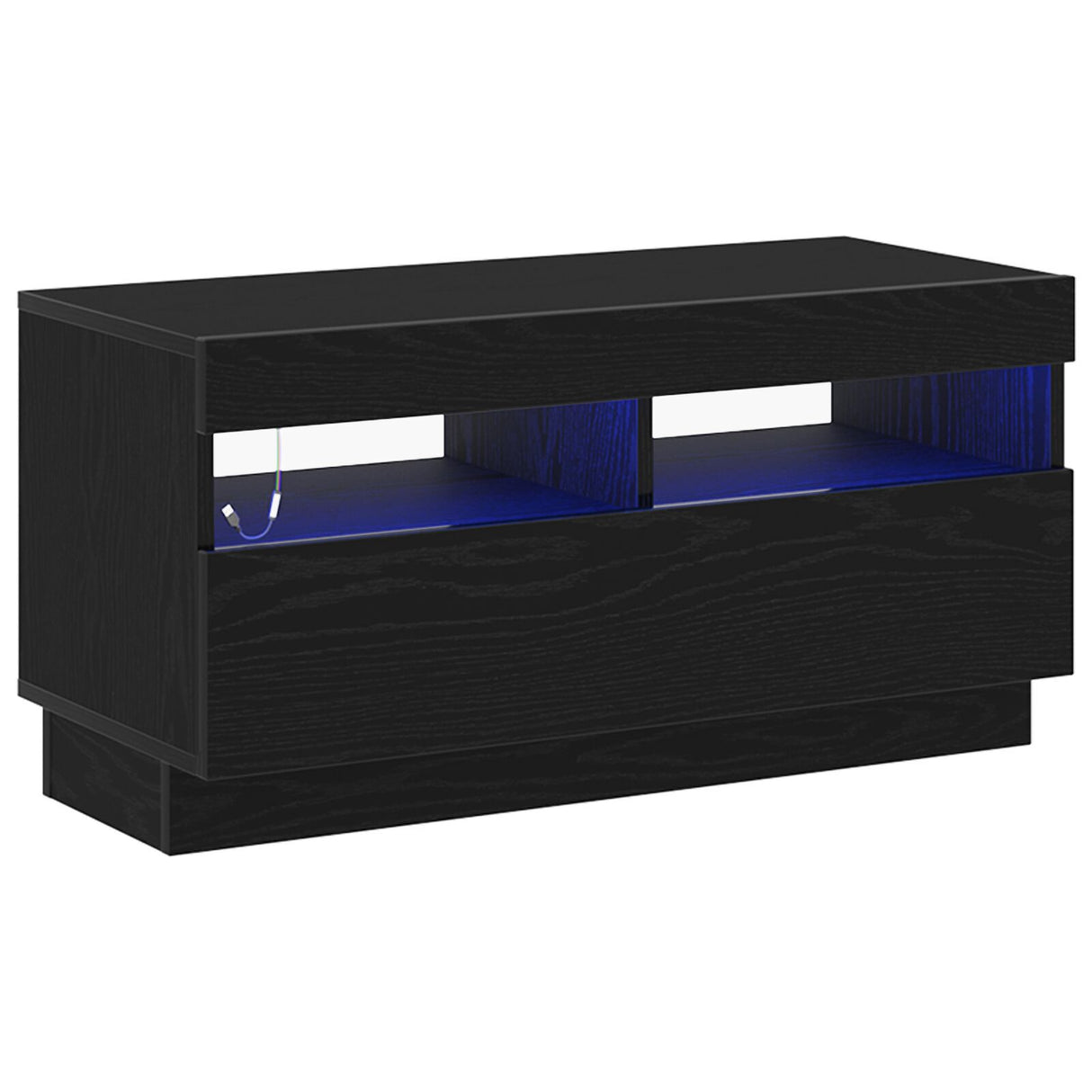 Tv Stand With Led Lights - Black Oak, 100X35X40 Cm, Made Of Engineered Wood