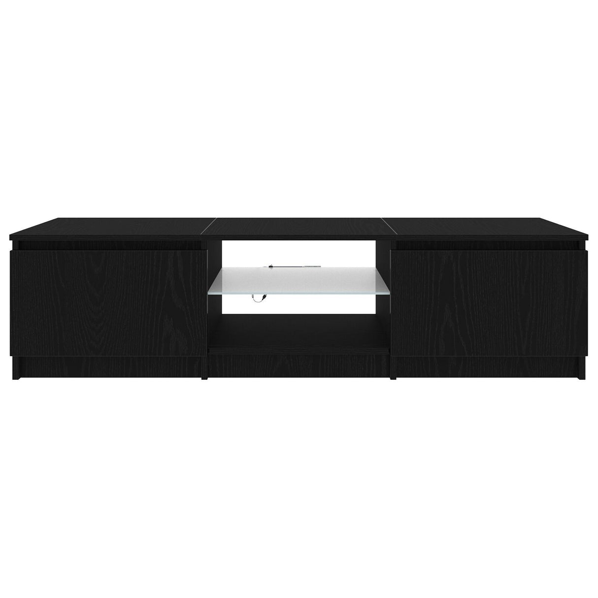 Tv Cabinet With Led Lights - Black Oak, 140X40X35.5 Cm, Made From Engineered Wood