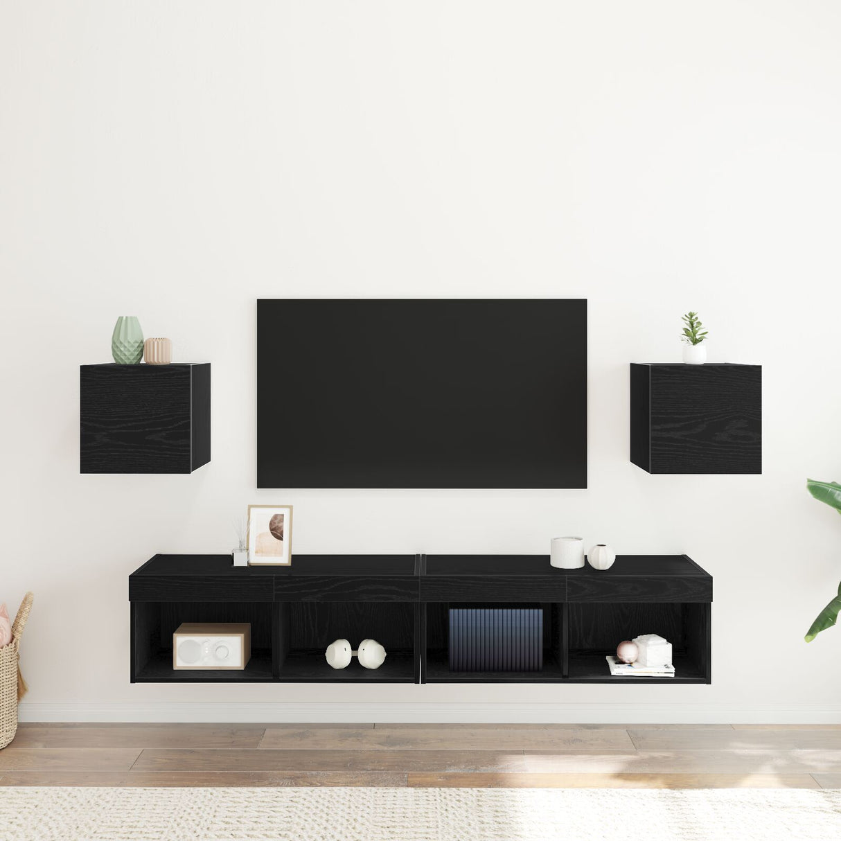 Wall Mounted Tv Cabinets 2 Pcs Black Oak 30.5X30X30 Cm