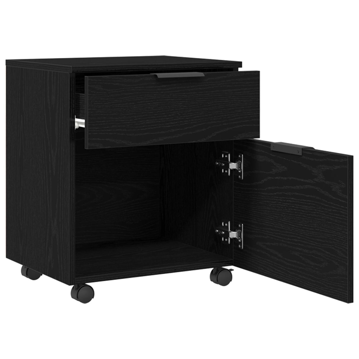Mobile File Cabinet With Wheels Black Oak 45X38X54 Cm