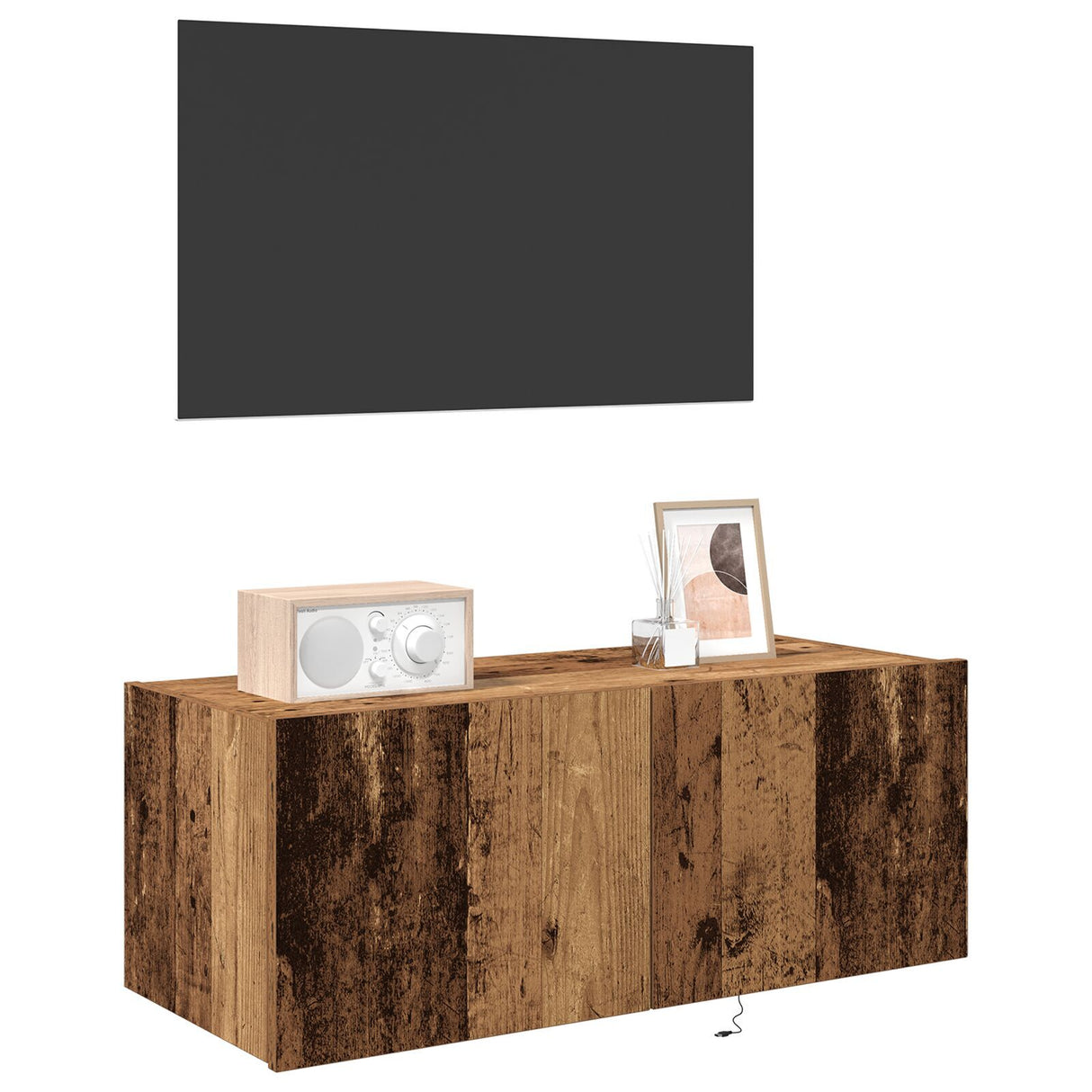 Tv Wall Cabinet With Led Lights Old Wood 80X35X31 Cm