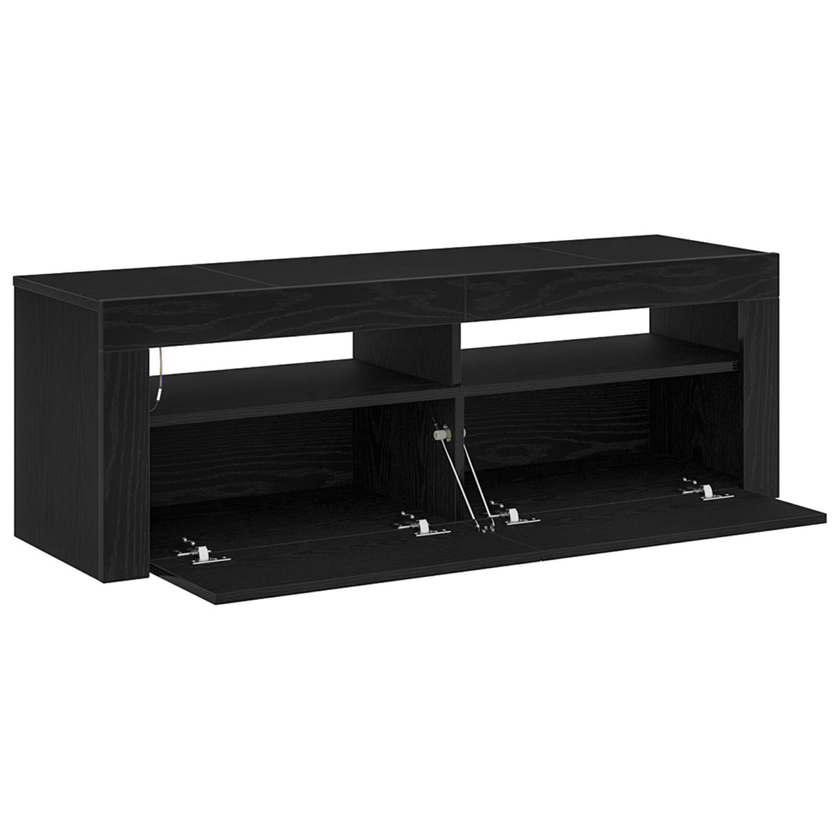 Tv Cabinet With Led Black Oak 120X35X40 Cm Engineered Wood