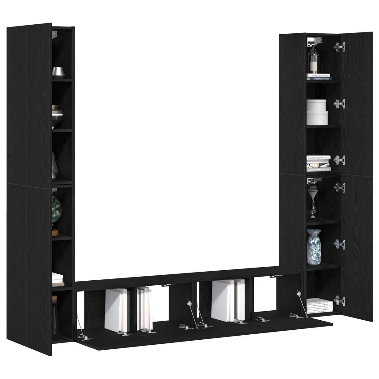 6 Piece Tv Cabinet Set Wall-Mounted Engineered Wood,  Tv Stand 80X30X30 Cm Made Of Engineered Wood,  Wall-Mounted Tv Cabinets - 2 Pcs , 30.5X30X, Made From Engineered Wood