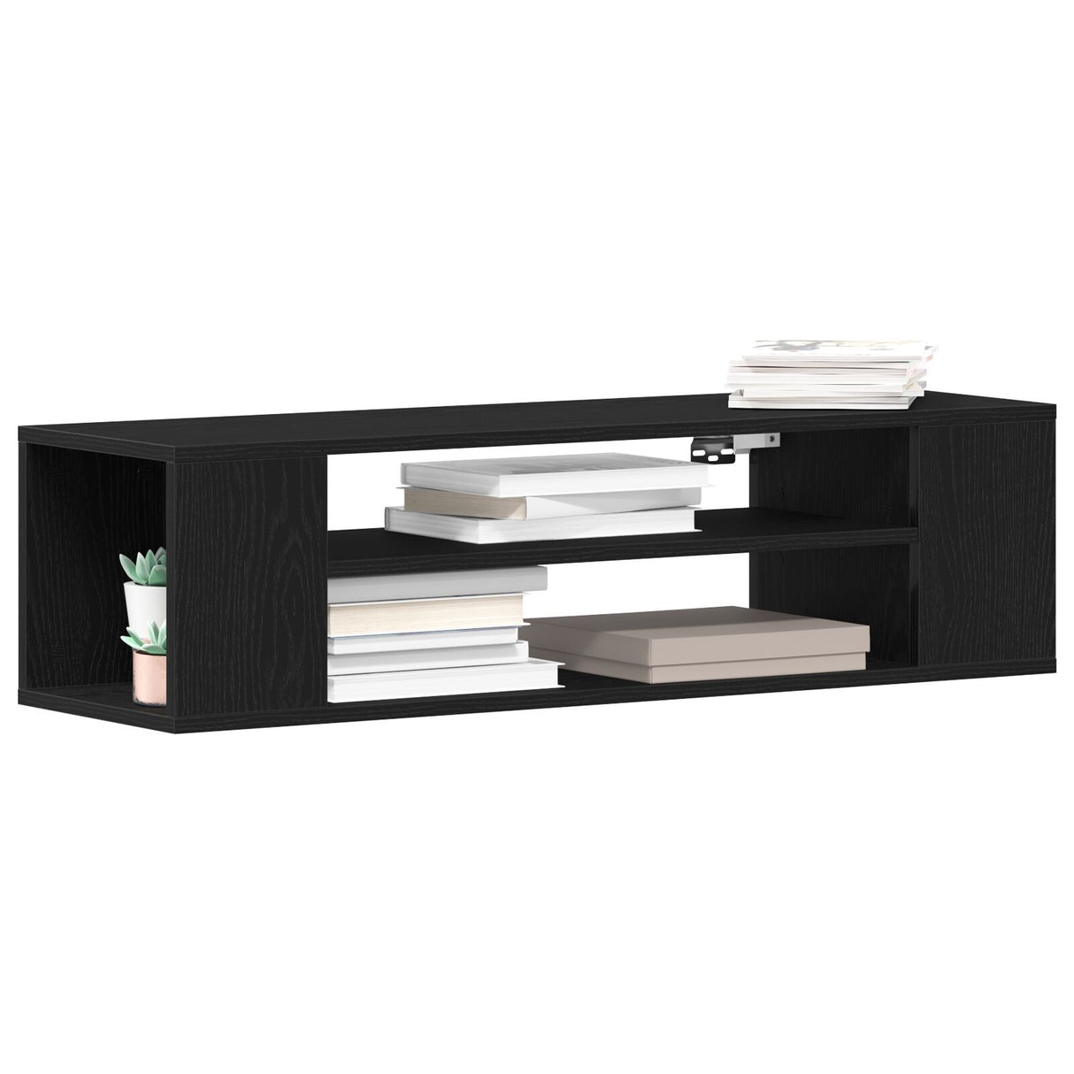 Wall-Mounted Tv Cabinet - Black Oak, 100X30X26.5 Cm, Engineered Wood