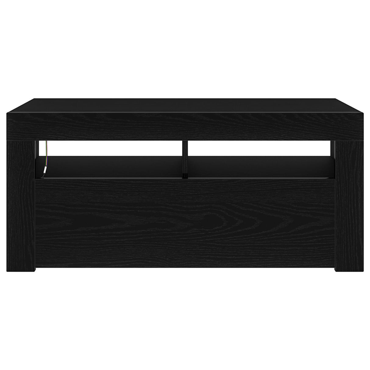 Tv Cabinet With Led Black Oak 90X35X40 Cm Engineered Wood
