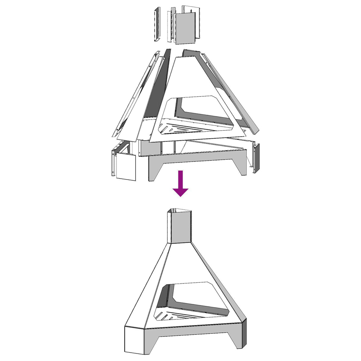 Fire Pit With Chimney 50X43X52 Cm Weathering Steel