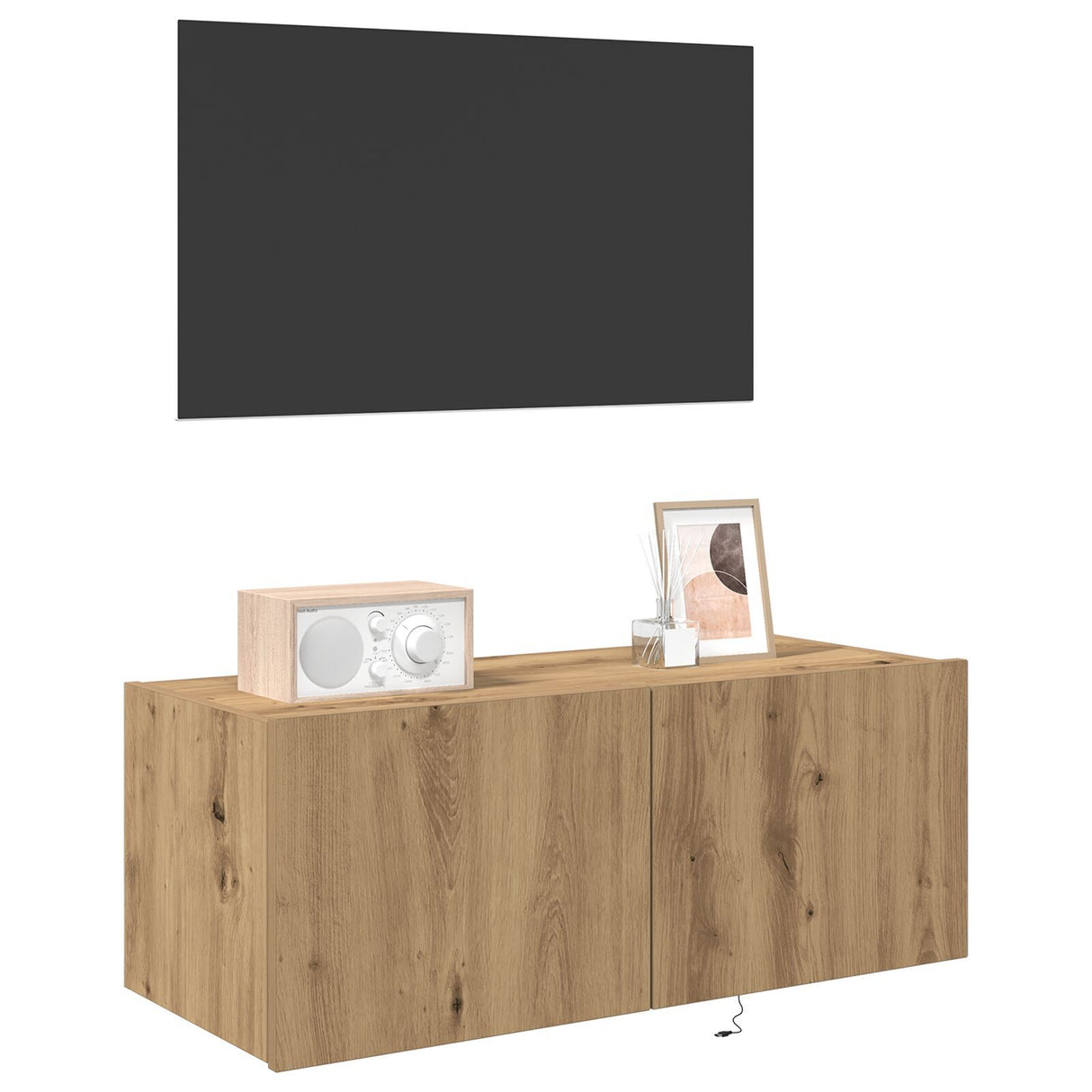 Tv Wall Cabinet With Led Lights Artisan Oak 80X35X31 Cm