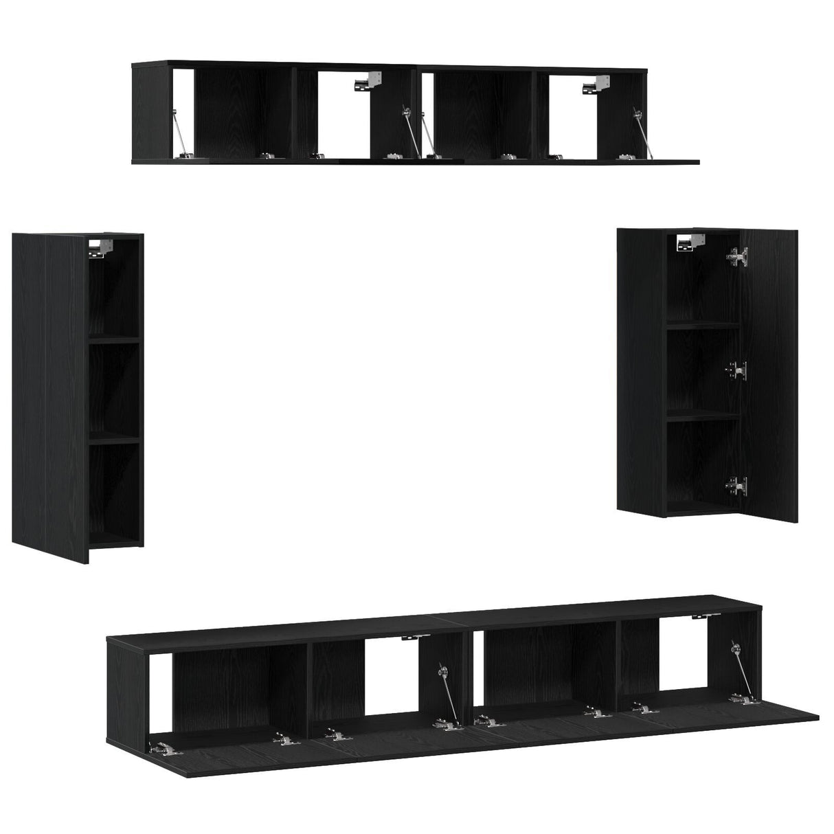 6 Piece Tv Cabinet Set - Engineered Wood In Old Wood Finish,  Tv Stand 80X30X30 Cm - Made From Engineered Wood,  Wall-Mounted Tv Cabinets - 2 Pcs In , 30.5X30X, Made From Engineered Wood,  Wall-Mounted Tv Cabinet 100X30X30 Cm - Made From Engineered Wood