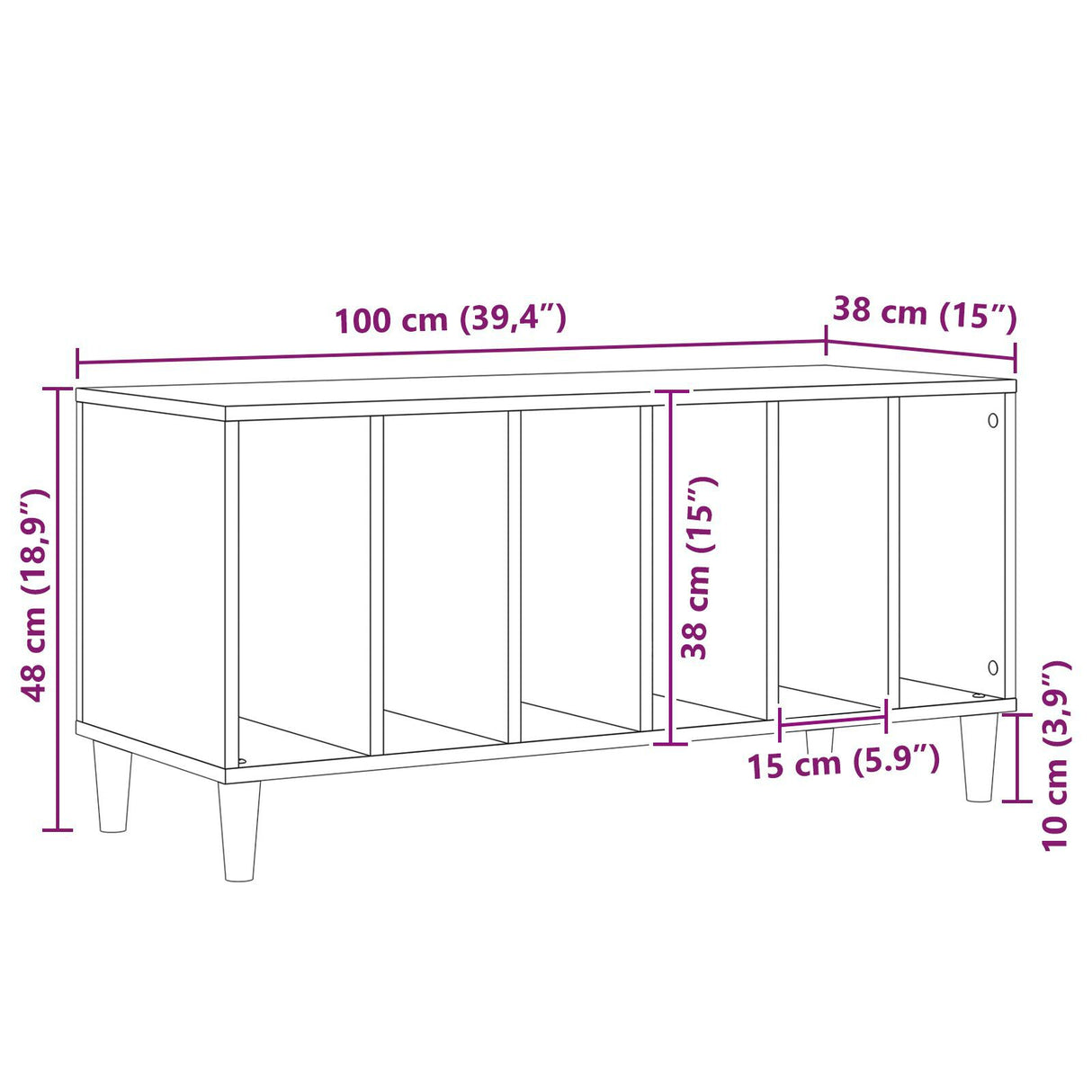 Record Cabinet 100X38X48 Cm Engineered Wood