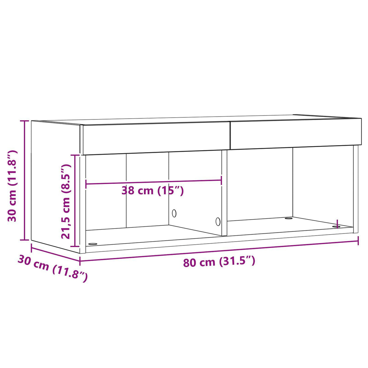 Tv Wall Cabinets With Led Lights 2 Pcs Artisan Oak 80X30X30 Cm