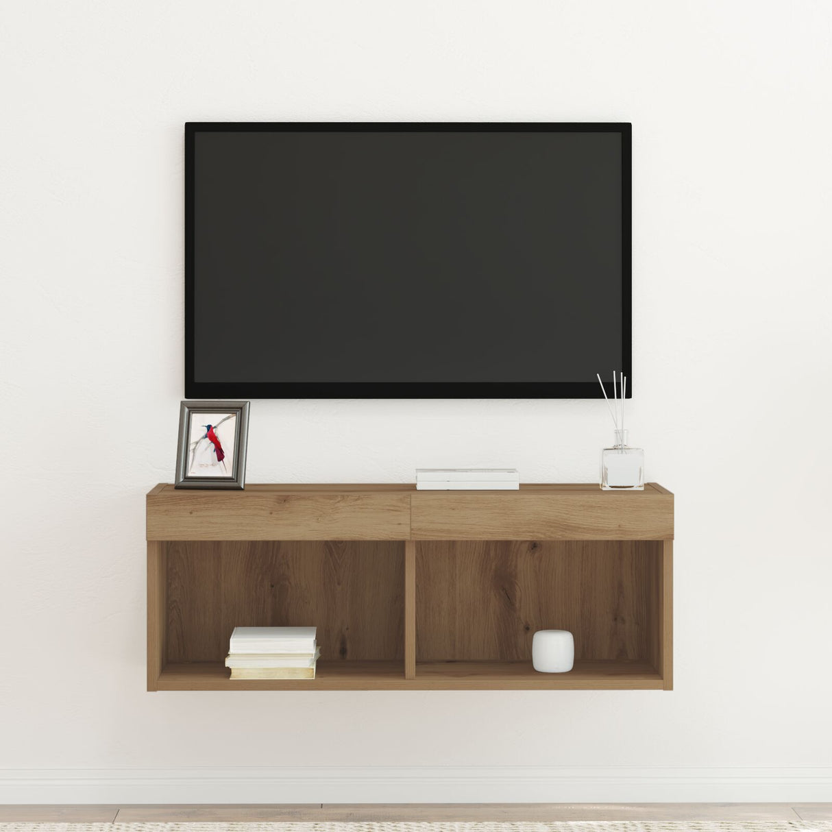 Tv Wall Cabinet With Led Lights Artisan Oak 80X30X30 Cm