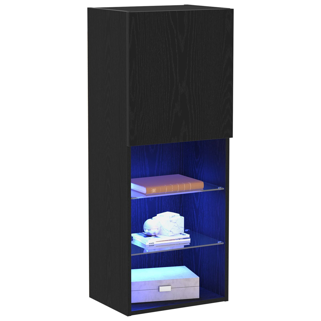 Tv Cabinet With Led Lights Black Oak 40,5X30X102 Cm