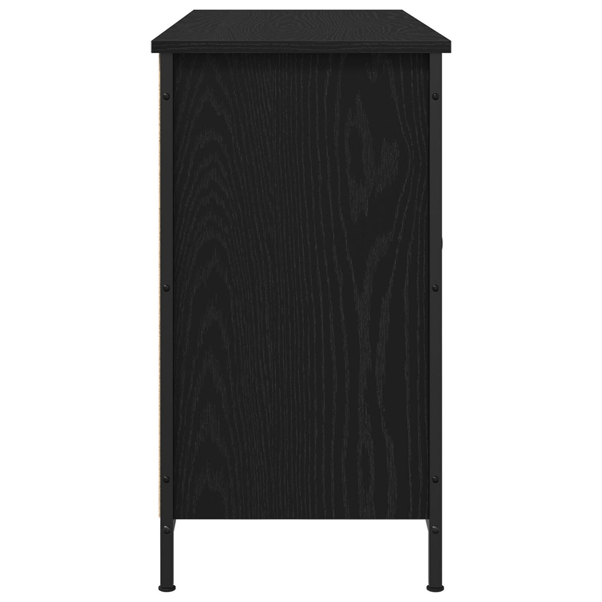 Tv Cabinet Black Oak 101X35X65 Cm Engineered Wood And Steel
