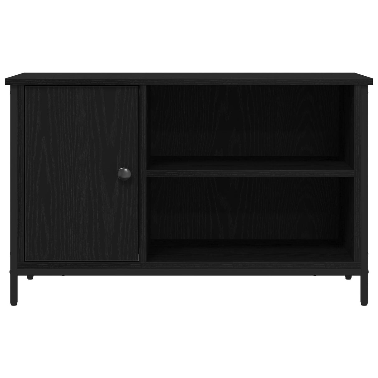 Tv Cabinet Black Oak 80X40X50 Cm Engineered Wood And Steel