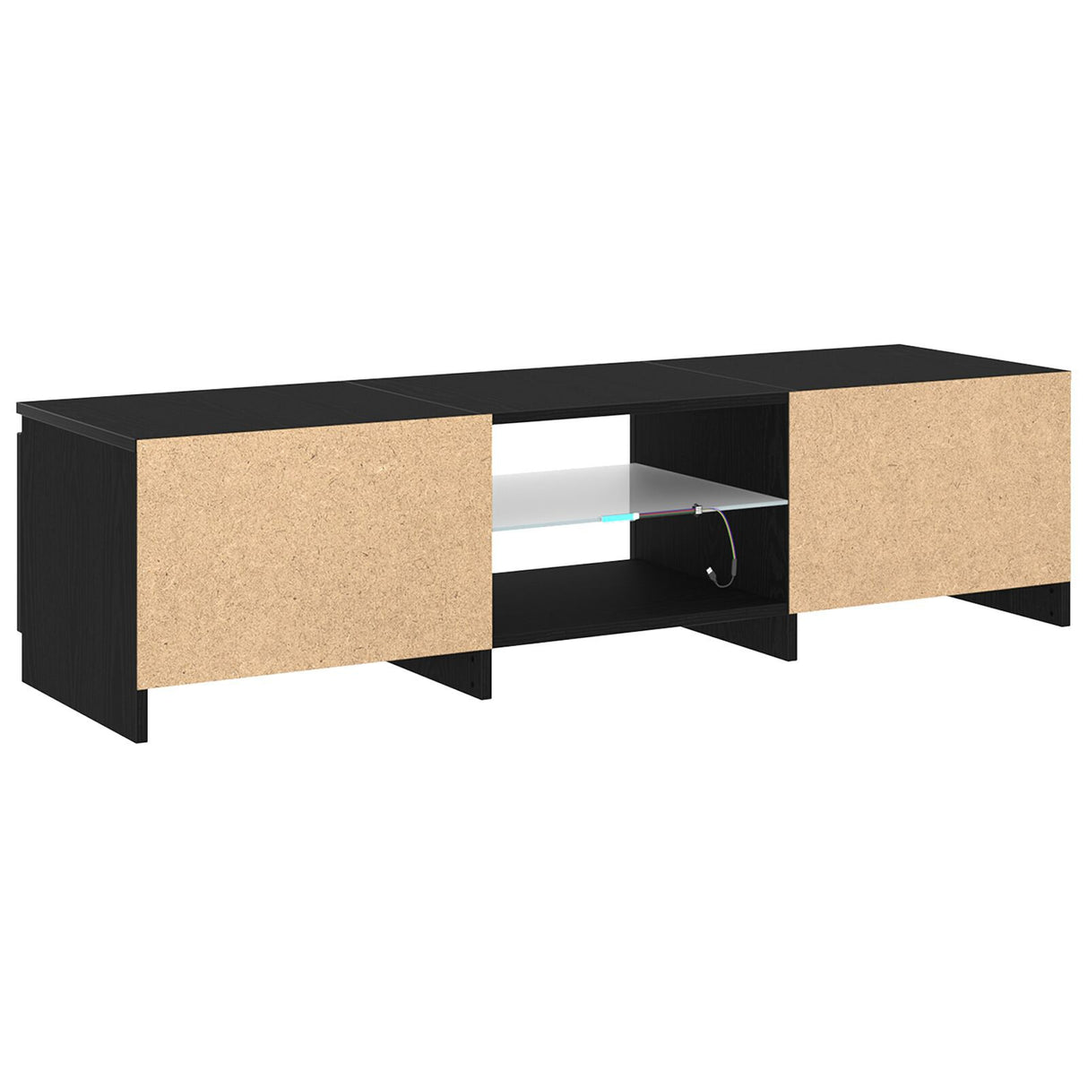 Tv Cabinet With Led Lights - Black Oak, 140X40X35.5 Cm, Made From Engineered Wood