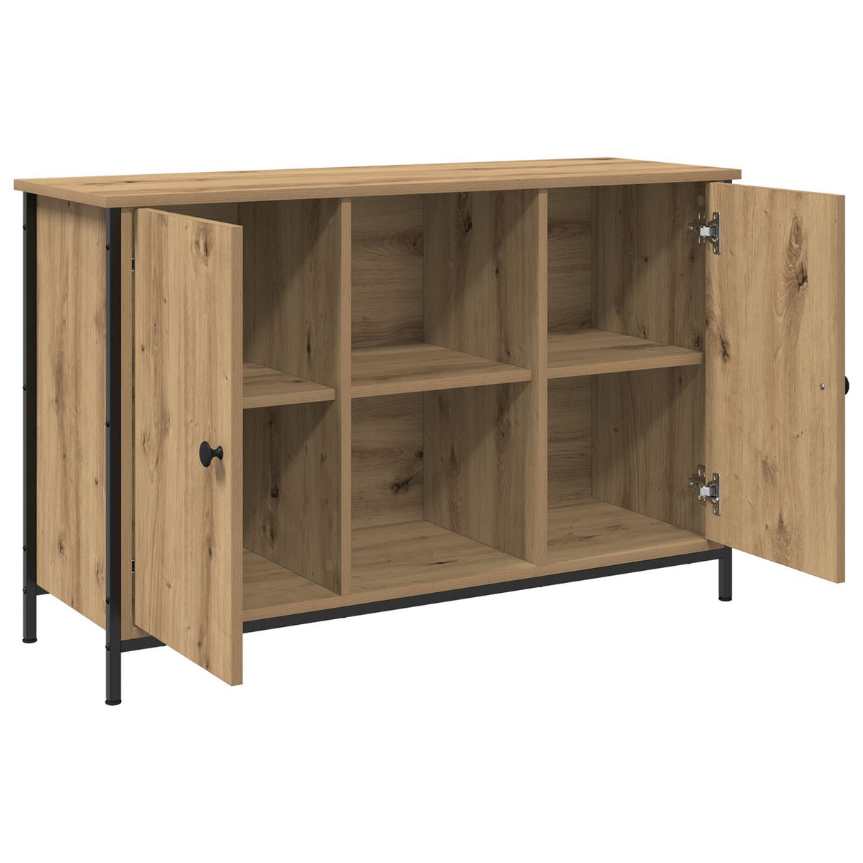 Tv Cabinet Black Oak 101X35X65 Cm Engineered Wood And Steel