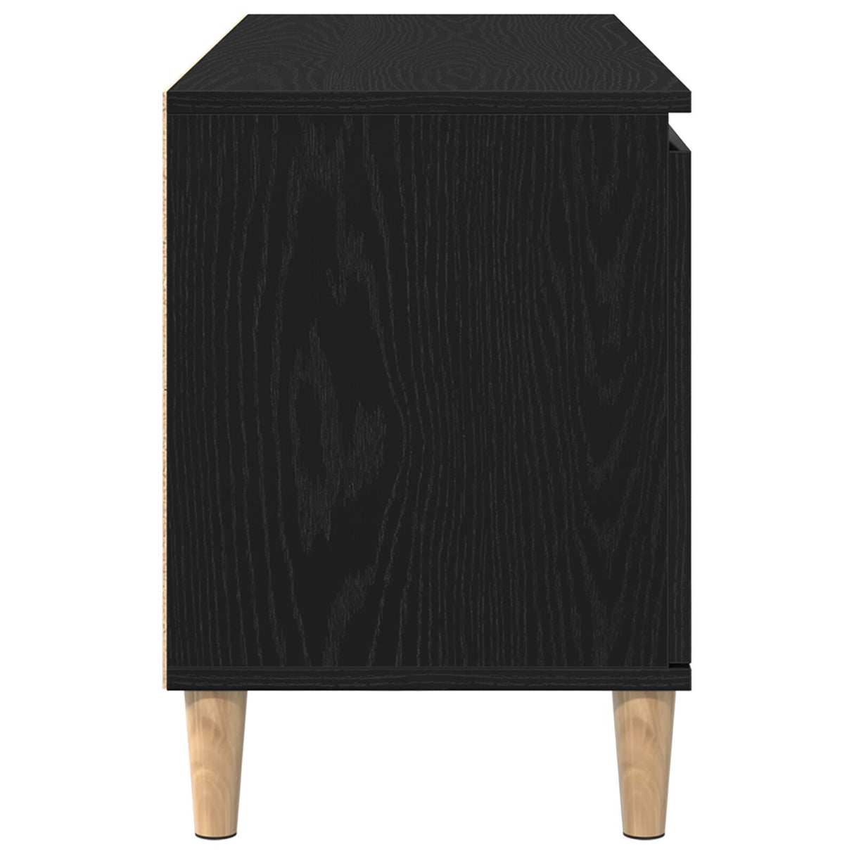 Tv Cabinet With Wooden Leg Black Oak 102X35X50 Cm