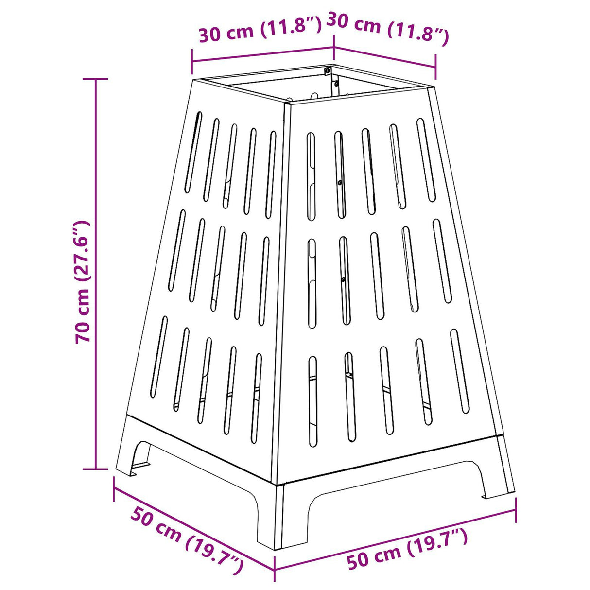 Fire Pit Square Black 50X50X70 Cm Steel