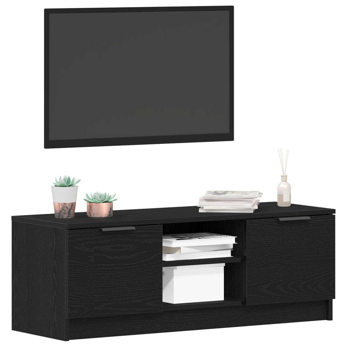 Tv Cabinet Black Oak 102X35X36,5 Cm Engineered Wood