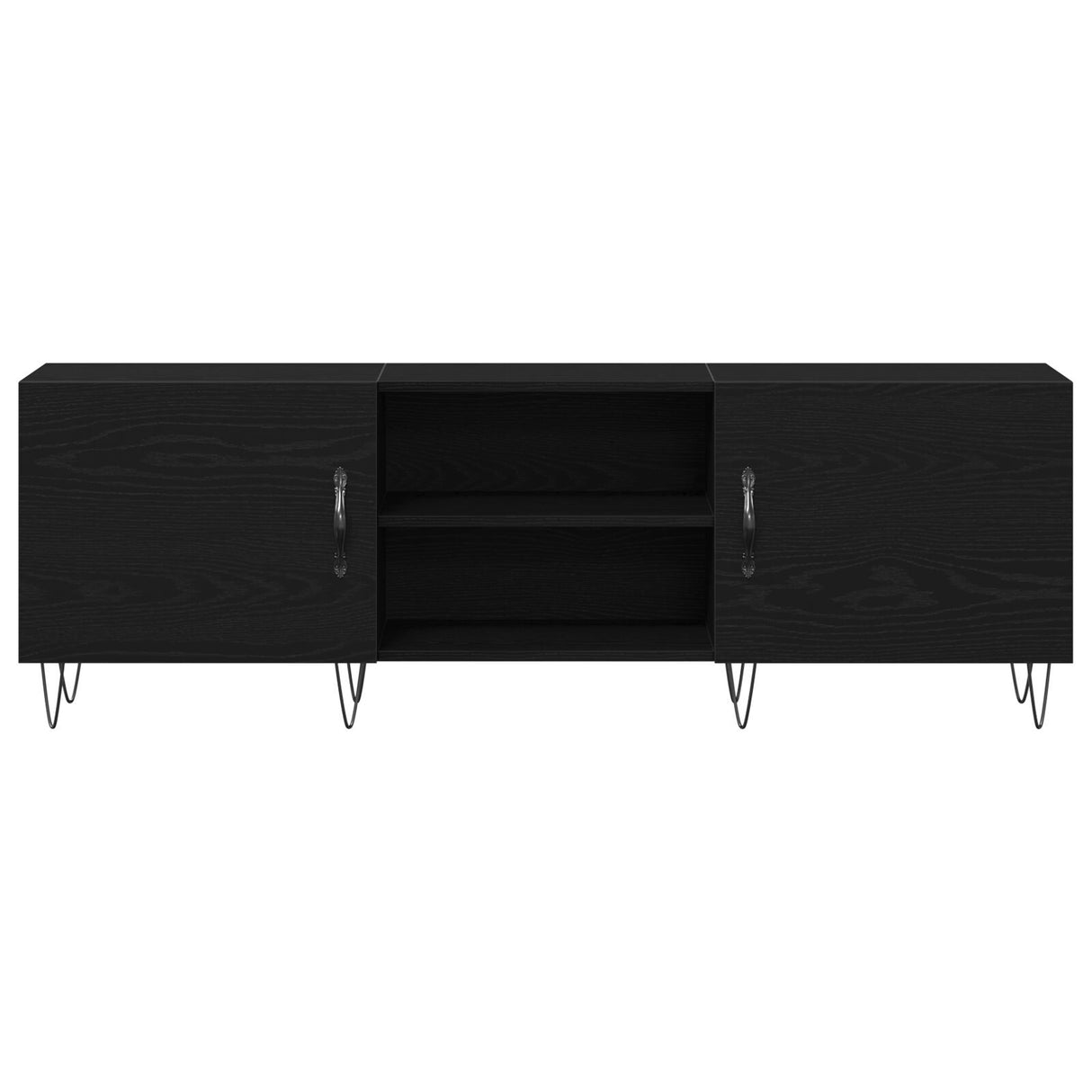 Tv Cabinet Black Oak 150X30X50 Cm Engineered Wood