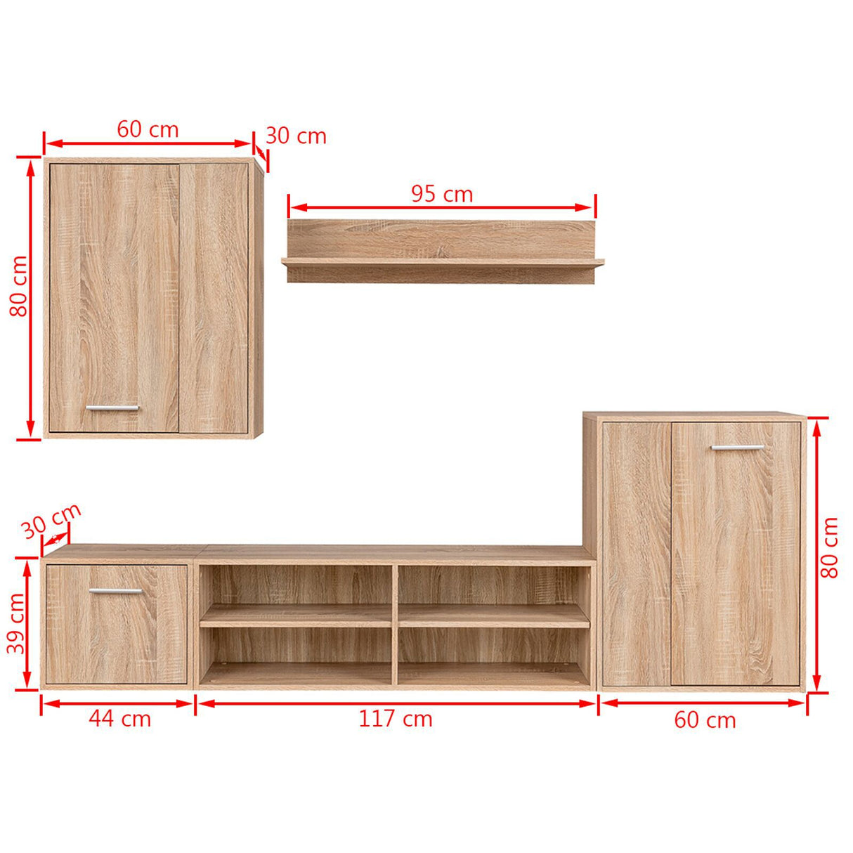 5-Piece Tv Cabinet Set In Engineered Wood