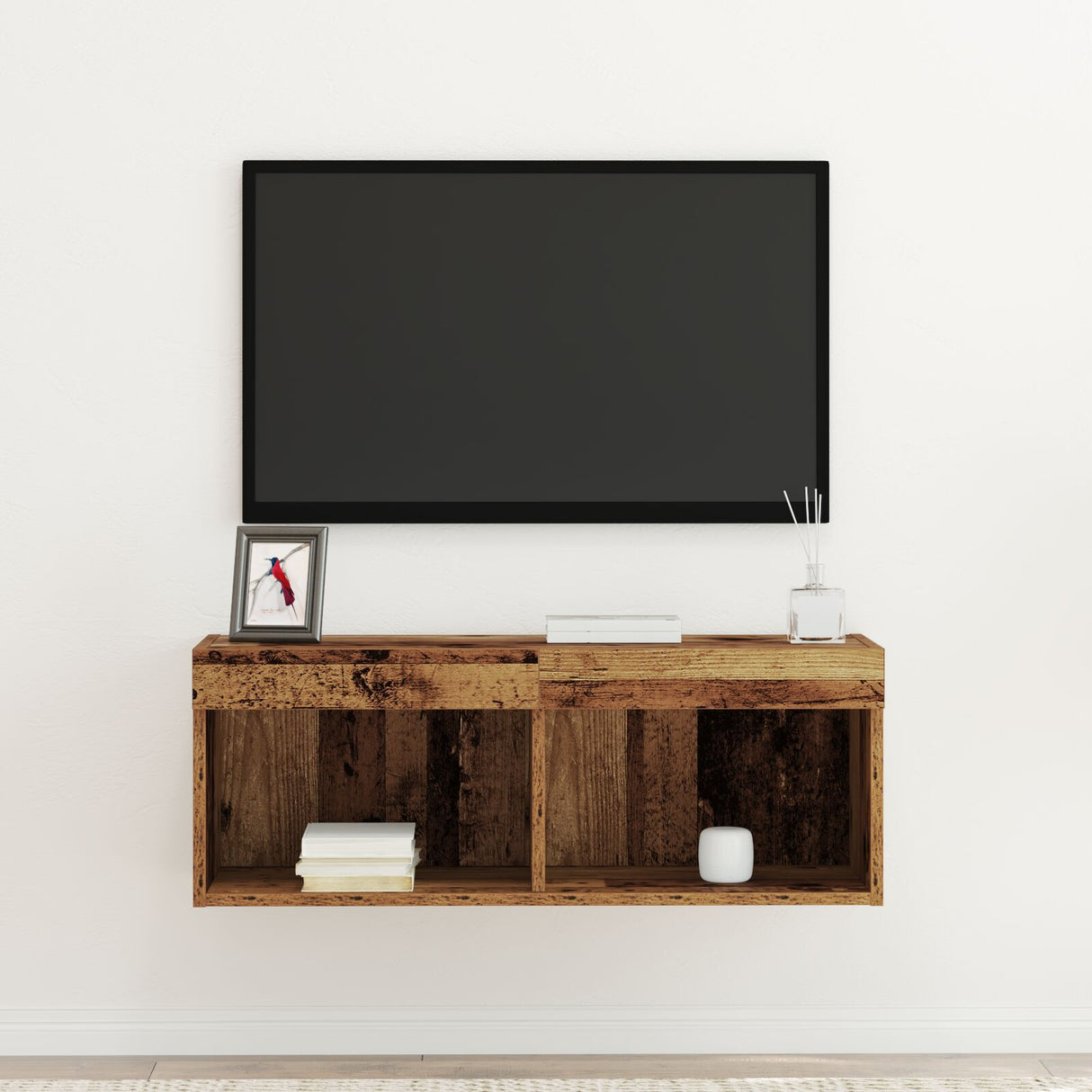 Tv Wall Cabinet With Led Lights Old Wood 80X30X30 Cm