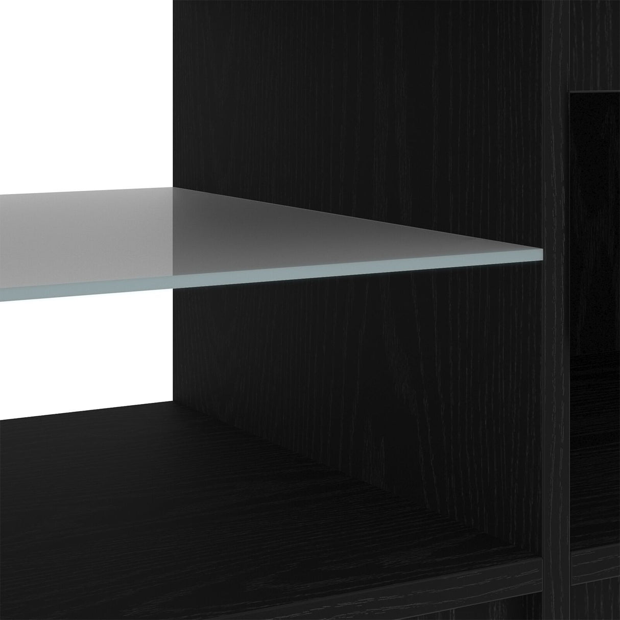 Tv Cabinet With Led Lights - Black Oak, 140X40X35.5 Cm, Made From Engineered Wood