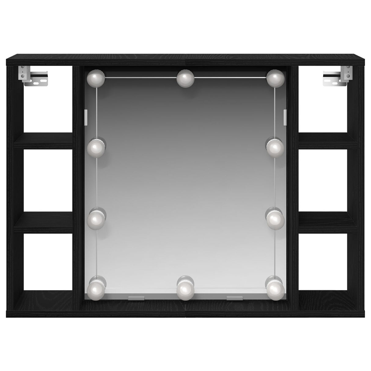 Led Mirror Cabinet - Black Oak - 76X15X55 Cm - Made Of Engineered Wood