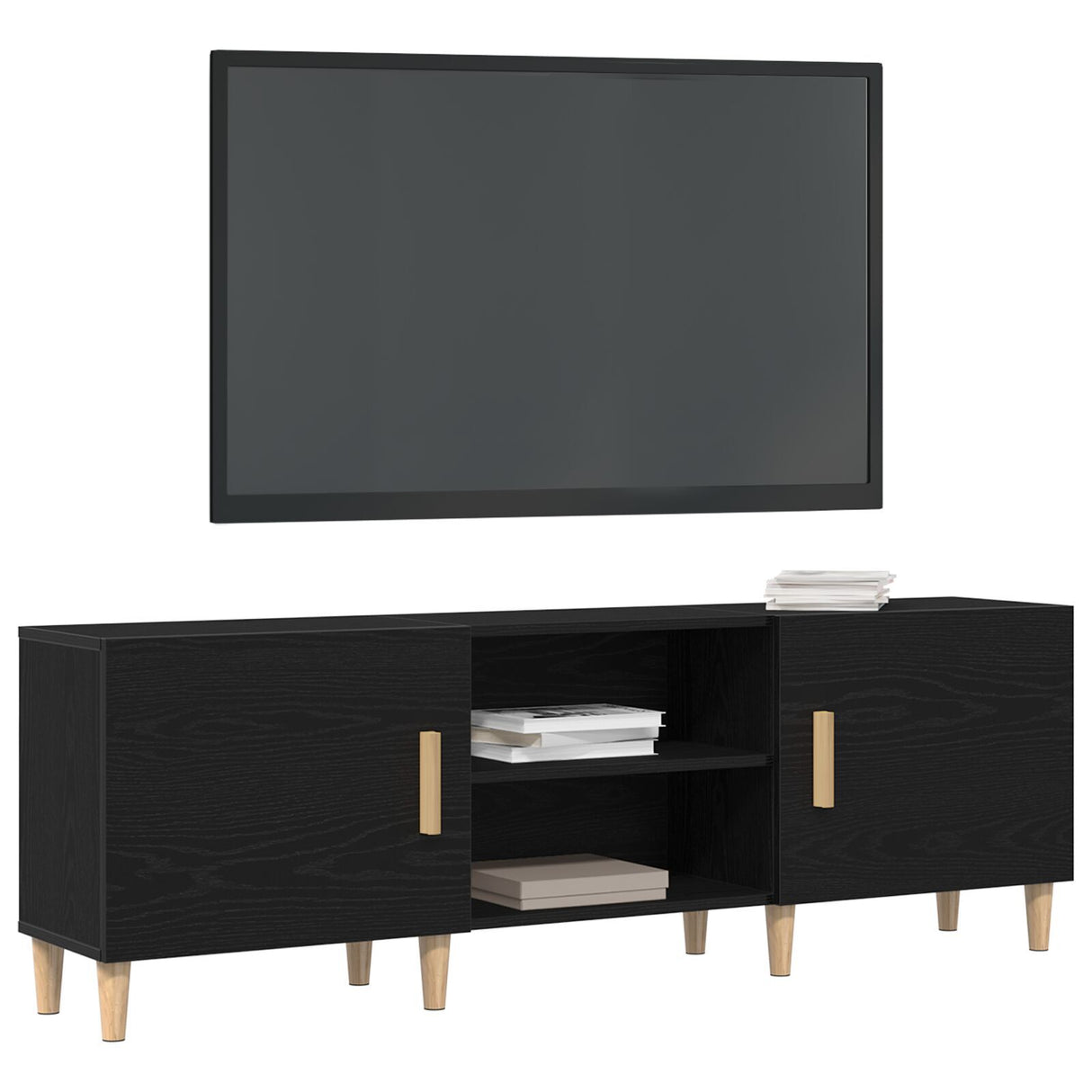 Tv Stand - Black Oak, 150X30X50 Cm, Made Of Engineered Wood