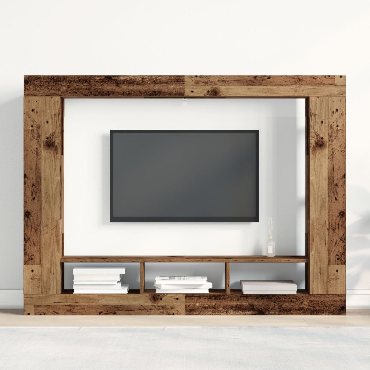 Tv Cabinet Wall-Mounted Old Wood 152X22X113 Cm