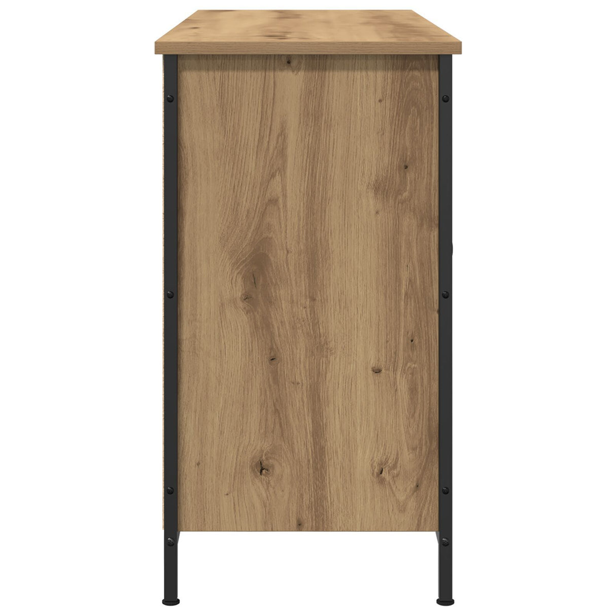 Tv Cabinet Black Oak 101X35X65 Cm Engineered Wood And Steel